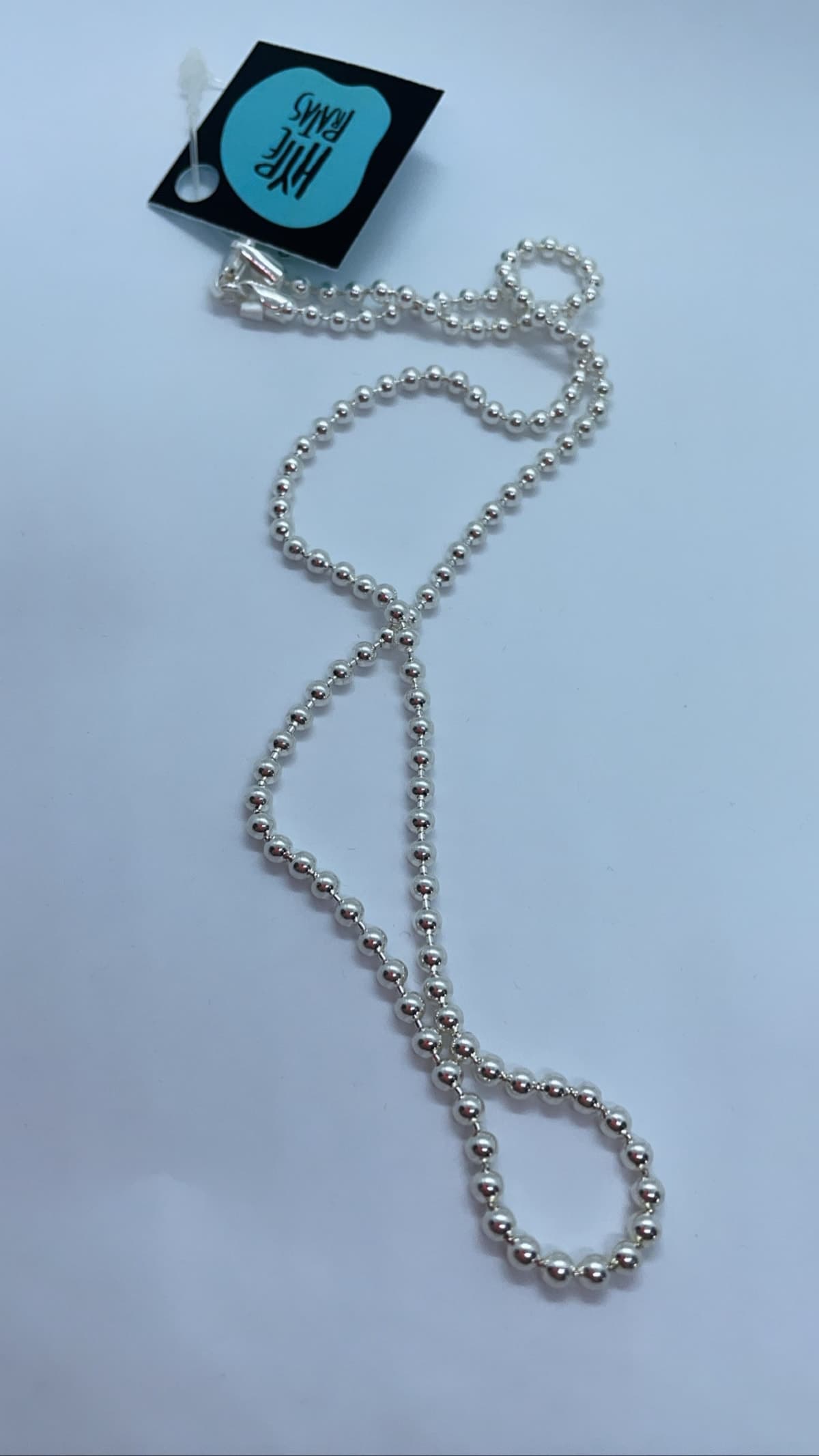 Colar inteiro de bolinhas maciças com terminal grosso prata 925 (50 cm/0,3 mm)