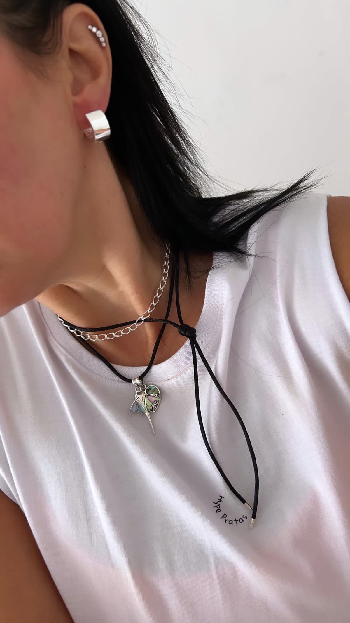Choker elos prata branca 925(35 + 5 cm)