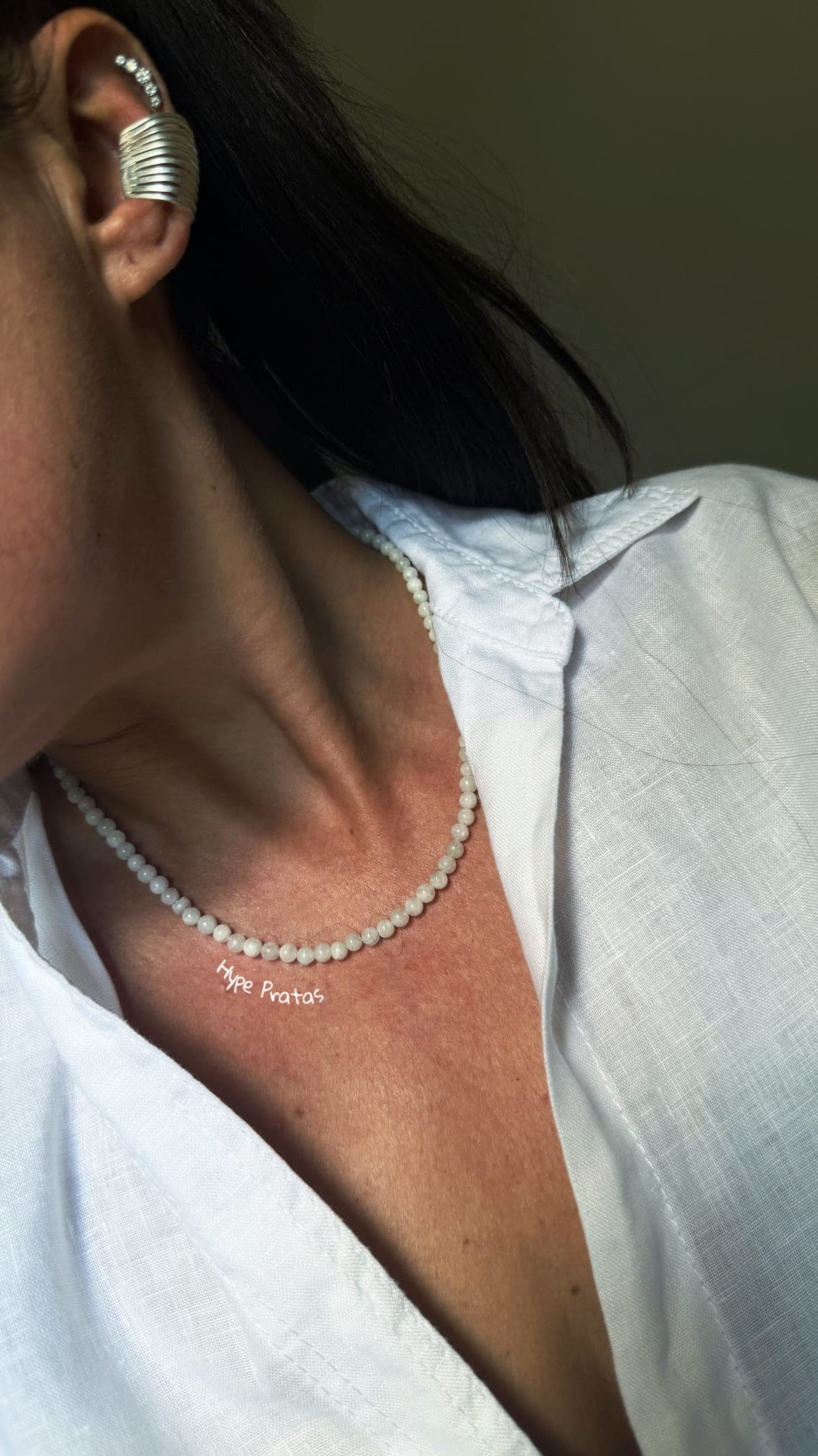 Choker Pedra da Lua 45 cm/0,4 mm