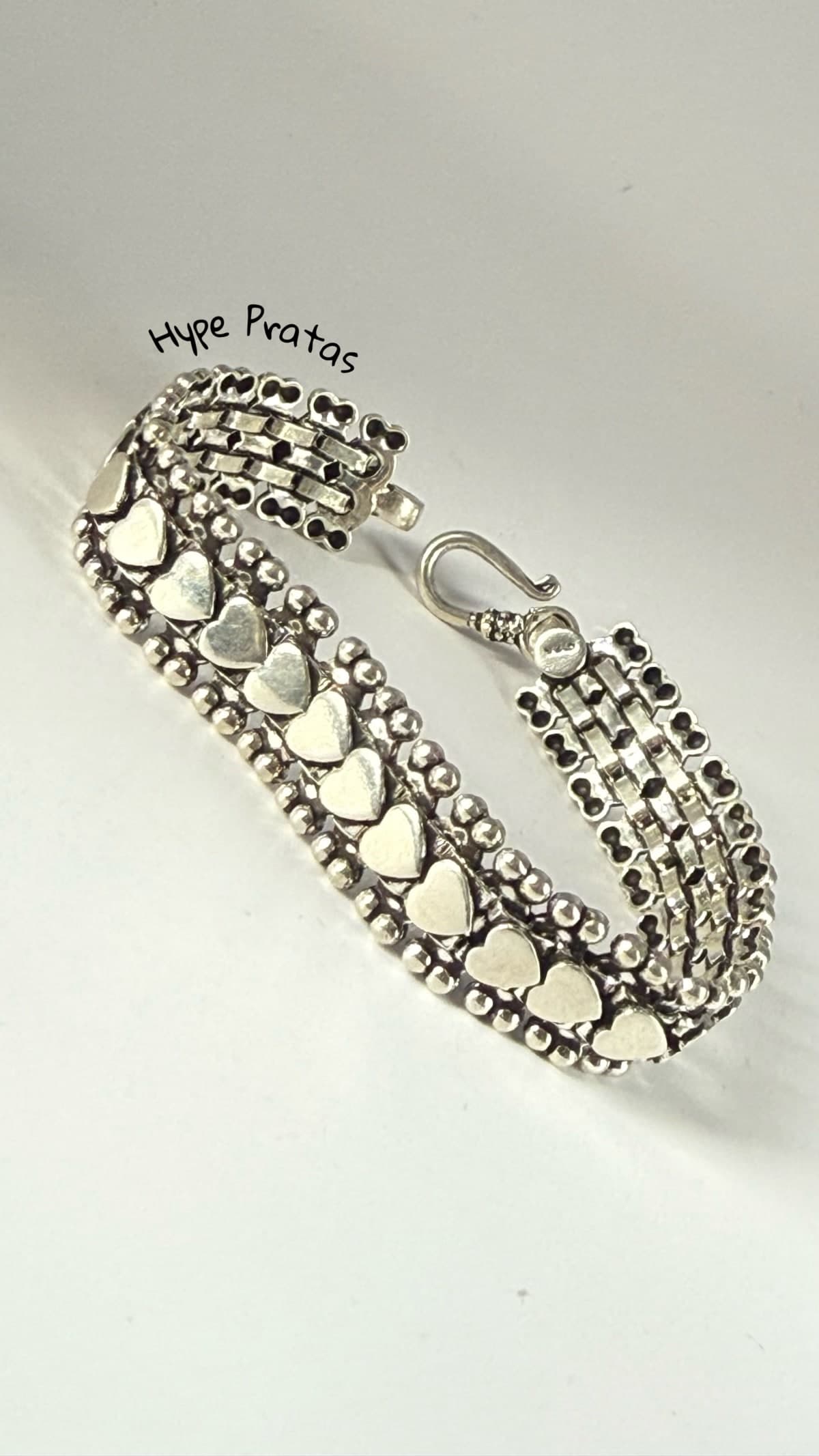 Pulseira balinês love prata 925 (18 cm)