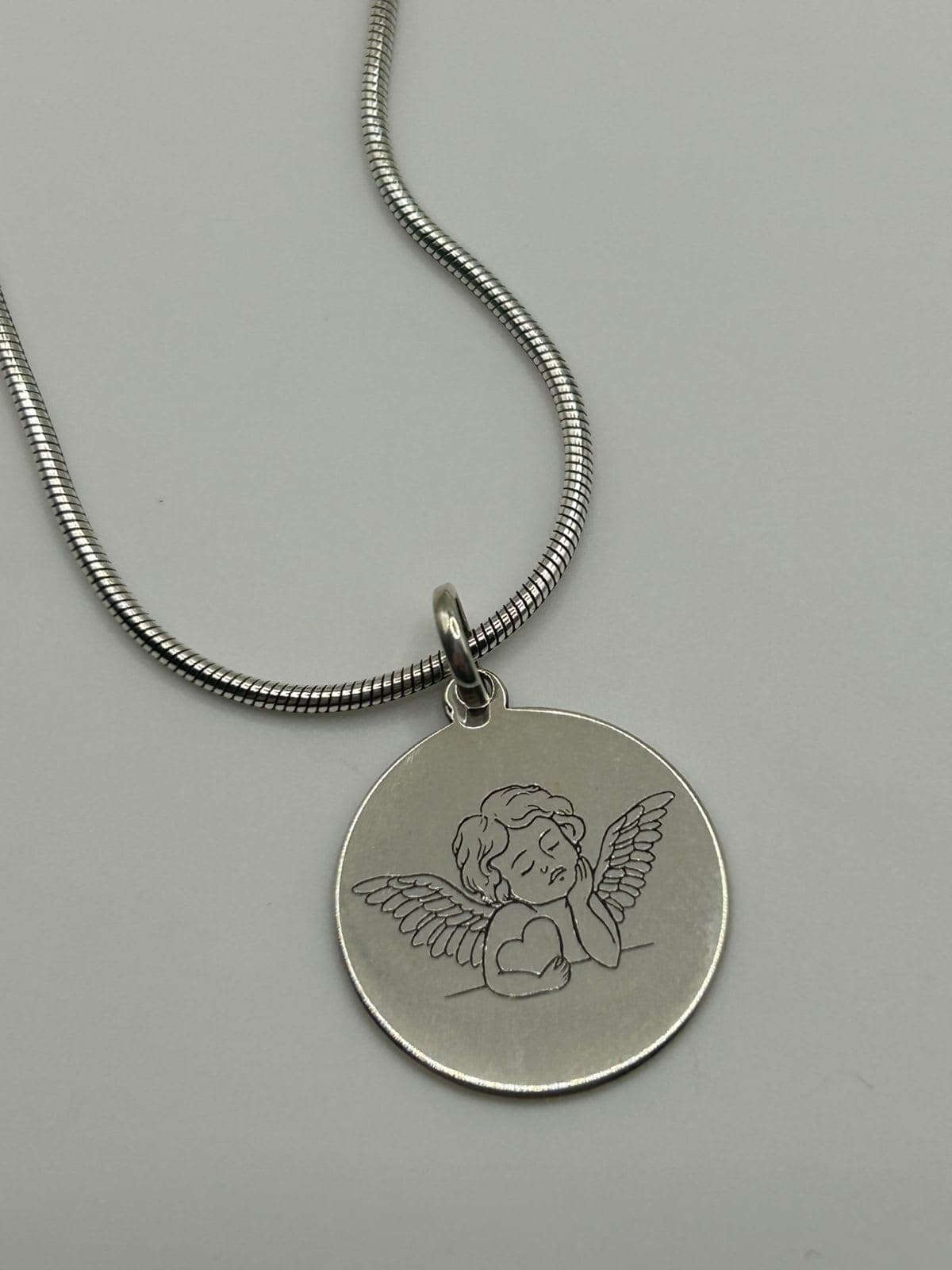 Pingente Plaquinha Redonda Anjo 2,5cm