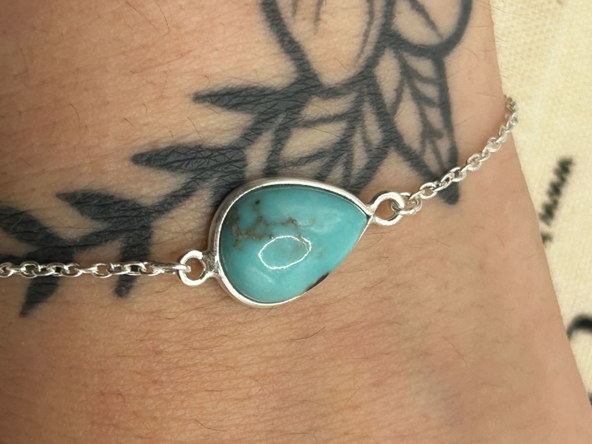Pulseira Turquesa 1 Pedra Turquesa 17cm +3cm Extensor