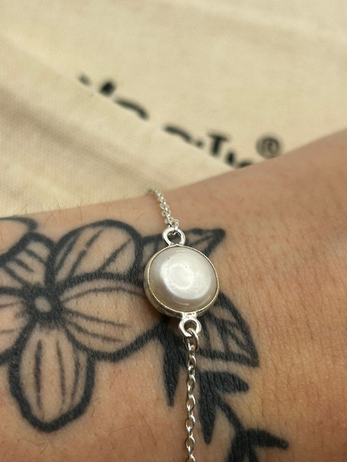 Pulseira Pérola Delicada Prata 925 17 cm + 2 cm extensor