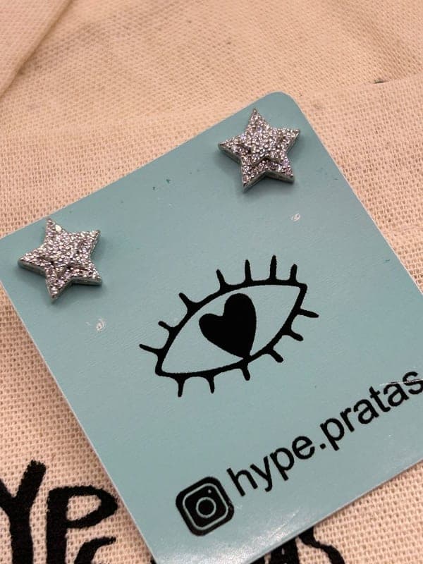 Brinco Estrela Zircônia com Ródio