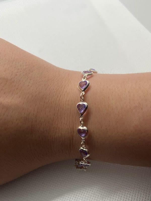Pulseira delicada com Cristais Lilás 19cm